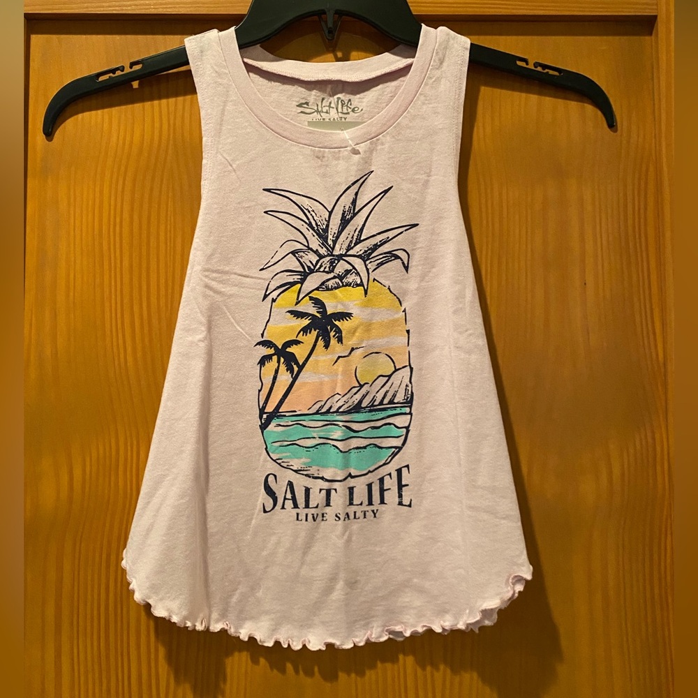 Salt Life Girl’s Live Salty Pink  Tank Top NWT Size S